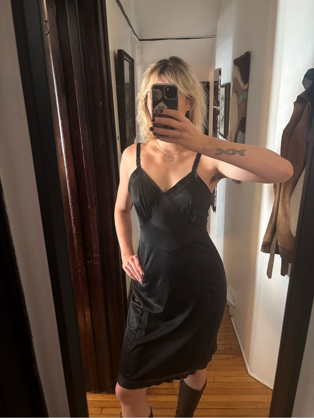 Black Satin Slip Dress - Women Intimates & Sleepwear